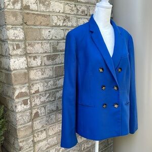 Talbots Royal Blue Double Breasted Blazer Petite 12